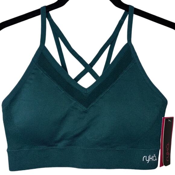 NWT Ryka Strappy Sports Bra-Size Women's Size Large Deep Green - Picture 1 of 13